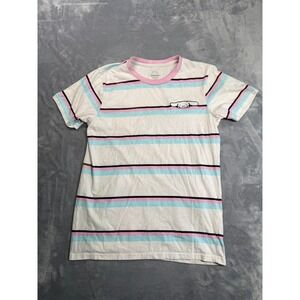 Sanrio Cinnamoroll T-Shirt Women's Medium Multi Striped Embroidered Puppy Logo